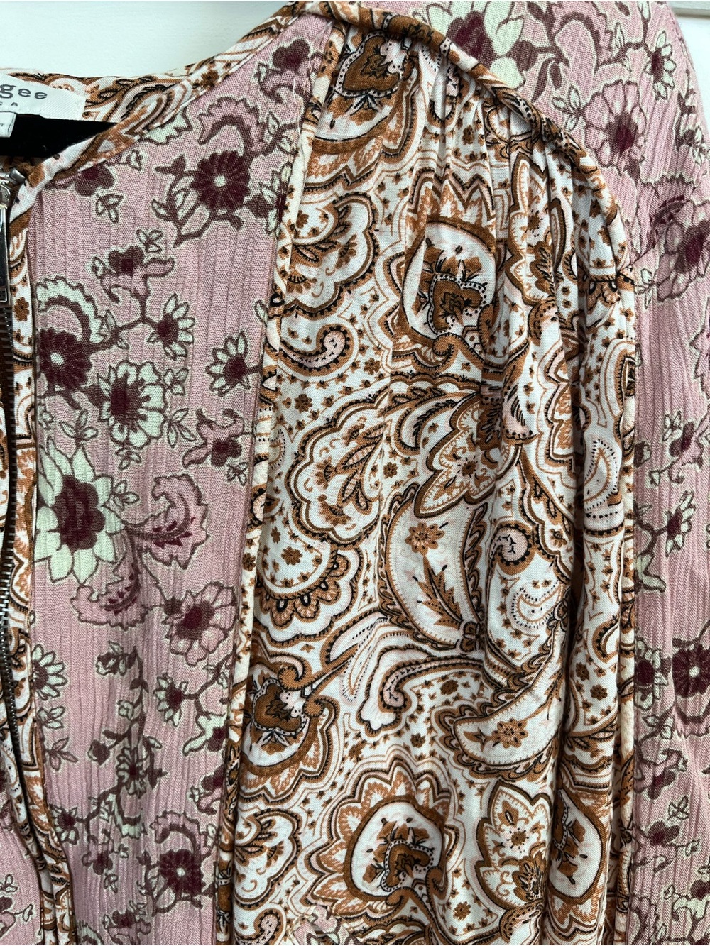 UMGEE Pink Paisley Zip-Front Bomber Jacket, S - Picture 6 of 8